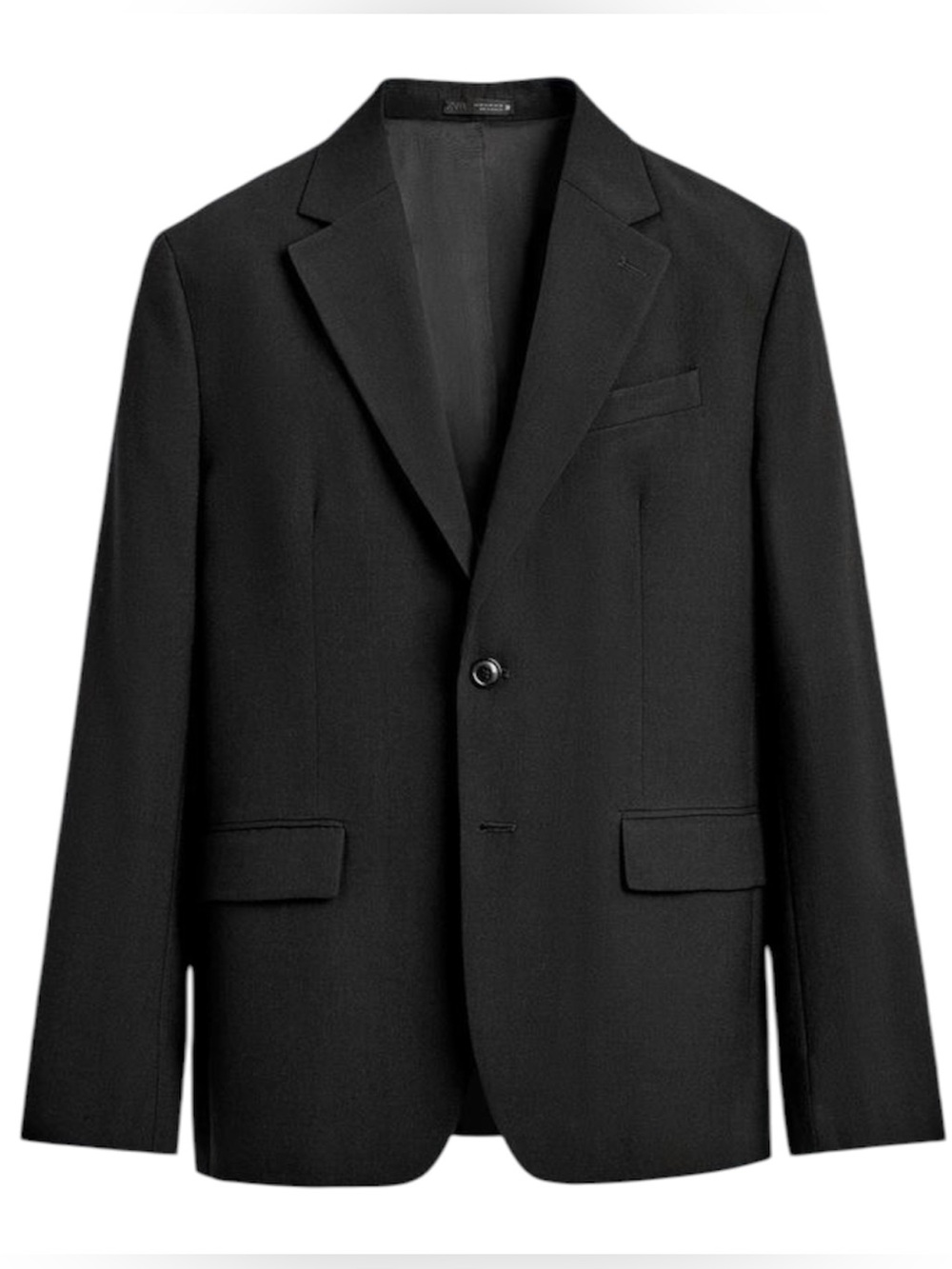 Zara Men Black Slim Fit Blazer Single Breasted Suit Jacket US 44 / EUR 54